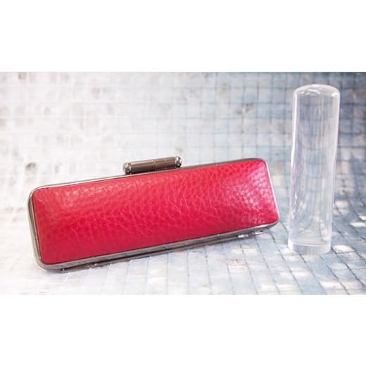 ふるさと納税 伝統技術 山梨県 市川三郷町 男性にお勧め 印鑑15mm「水晶」イタリアンレザ−印鑑ケース付き(赤色) 5839-9181 イタリアンレザー印鑑ケース色…