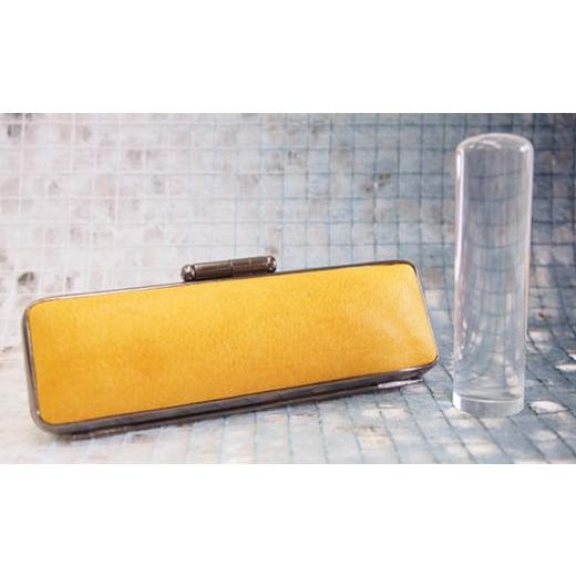 ふるさと納税 伝統技術 山梨県 市川三郷町 男性にお勧め 印鑑15mm「水晶」イタリアンレザ−印鑑ケース付き(黄色) 5839-9182 イタリアンレザー印鑑ケース色…