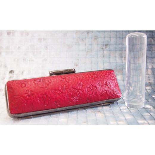 ふるさと納税 伝統技術 山梨県 市川三郷町 男性にお勧め 印鑑15mm「水晶」花柄イタリアンレザ−印鑑ケース付き(赤色) 5839-9193 花柄イタリアンレザー印鑑…