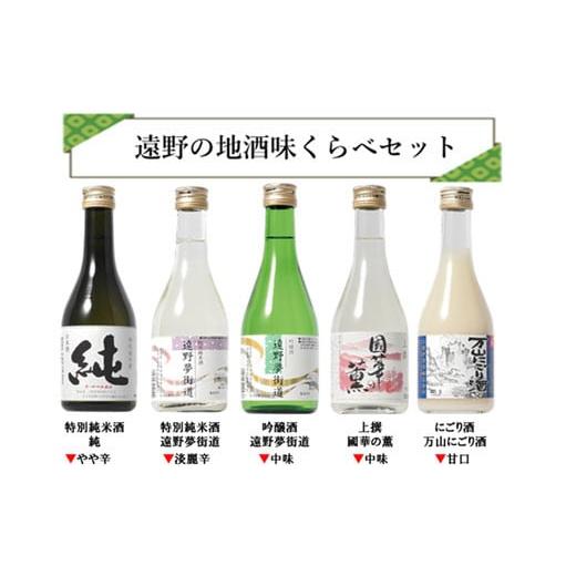 ふるさと納税 岩手県 遠野市 遠野 の 地酒 飲みくらべ セット 300ml ×5本 特別純米酒 吟醸酒 にごり酒 上撰 日本酒 國華の薫 上閉伊酒造 南部杜氏 お酒 岩手…