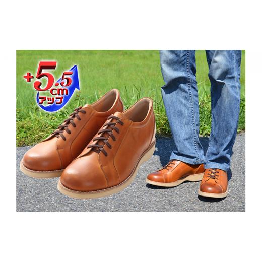 ふるさと納税 靴・スリッパ・下駄 奈良県 大和郡山市 本革 幅広 4E ワイド レザーカジュアル メンズ 5.5cmアップ シークレットスニーカー No.516 キャメル…