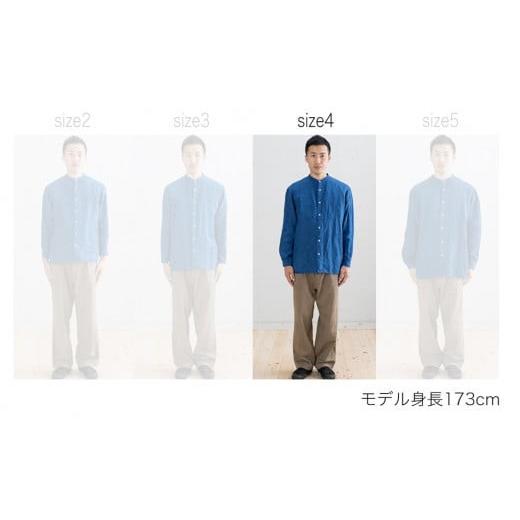 ふるさと納税 服 福岡県 大木町 リネンシャツ ユニセックス 手染め リネン 切替シャツ サイズ4 INDIGO （藍染） シャツ 天然染料 AO027 サイズ4_7