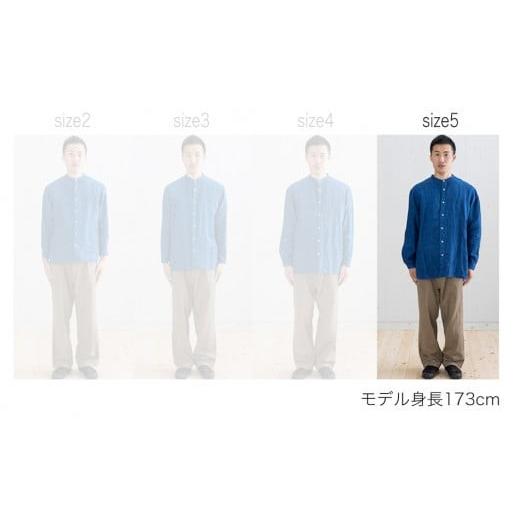 ふるさと納税 服 福岡県 大木町 リネンシャツ ユニセックス 手染め リネン 切替シャツ サイズ5 INDIGO （藍染） シャツ 天然染料 AO029 サイズ5_7