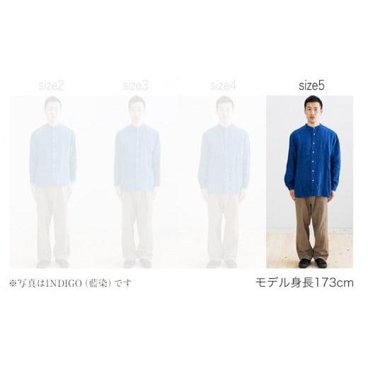 ふるさと納税 服 福岡県 大木町 手染めリネン切替シャツ サイズ 5 LIGHT GRAY（薄墨染）　AO030 サイズ5_6
