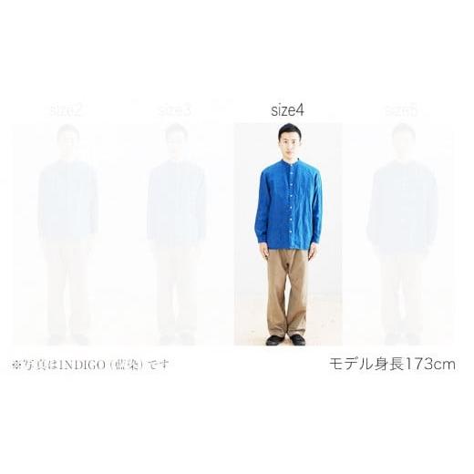 ふるさと納税 服 福岡県 大木町 手染めリネン切替シャツ サイズ4 BLACK (泥藍染)　AO053 サイズ4の画像