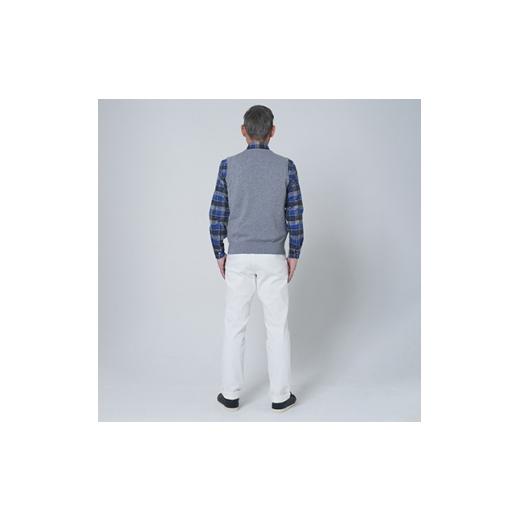 ふるさと納税 服 男 大阪府 泉大津市 日本製 カシミヤ100% Vベスト ライトグレー Sサイズ 2549の画像