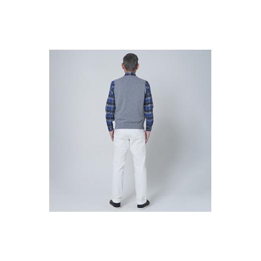ふるさと納税 服 男 大阪府 泉大津市 日本製 カシミヤ100% Vベスト ライトグレー Mサイズ 2550の画像