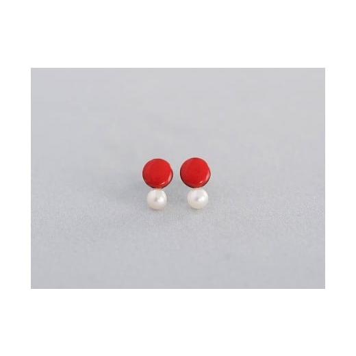 ふるさと納税 アクセサリー ピアス 埼玉県 北本市 ピアス パール付き 丸 七宝 | ピアス パール ポイント ピアス Point pierce 七宝ピアス レッド アクセサリー…
