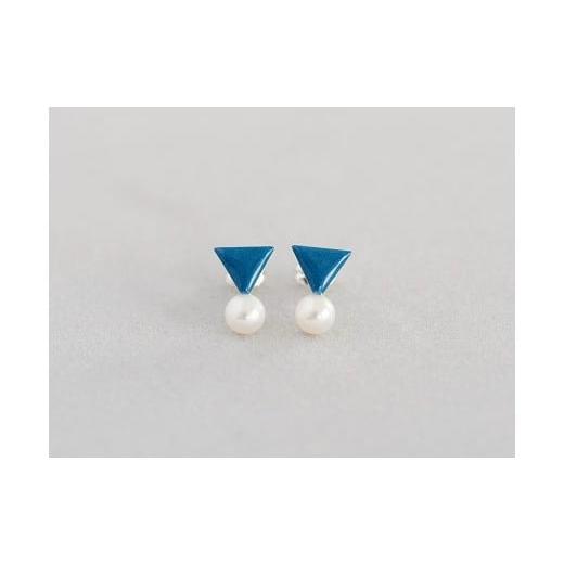 ふるさと納税 アクセサリー ピアス 埼玉県 北本市 ピアス パール付き 三角 七宝 | ピアス パール ポイント ピアス Point pierce 七宝ピアス ブルー アクセサリ…