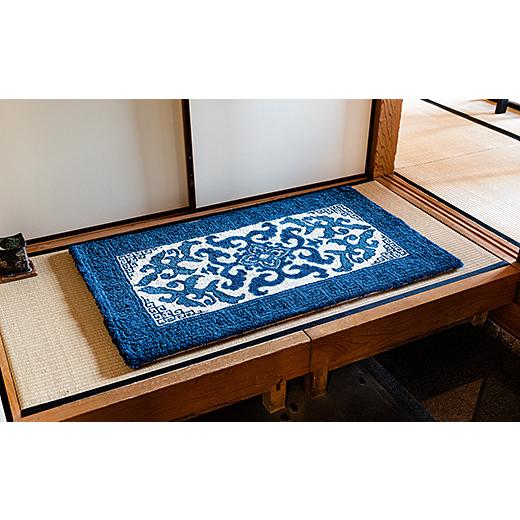 ふるさと納税 織物・繊維品 佐賀県 佐賀市 鍋島緞通 手刺繍 花菱龍唐草縁まんじ文 玉子地：C510-010の画像