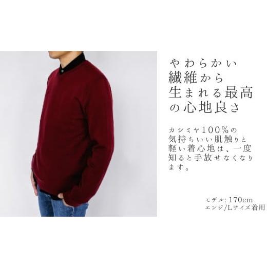 ふるさと納税 服 男 新潟県 五泉市 Vネックセーター カシミヤ 100% ( エンジ・L ) メンズ 日本製 | ニット Vネック 薄手 無地 シンプル 長袖 秋冬 冬 新潟県 …