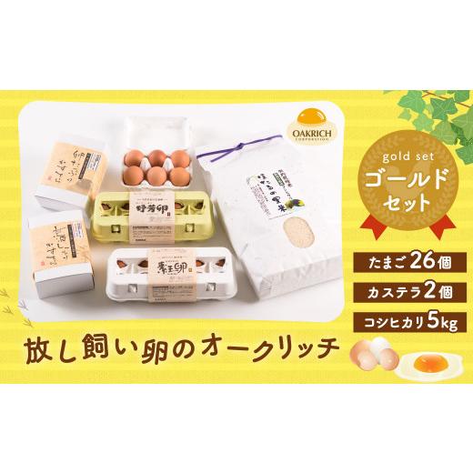 ふるさと納税 新潟県 村上市 C4029 放し飼い卵の オークリッチ ゴールドセット 卵 カステラ お米 セット