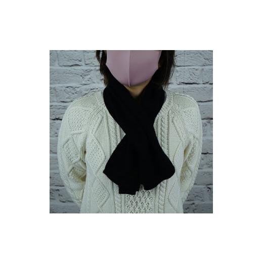 ふるさと納税 小物 ストール・マフラー 山梨県 富士川町 E1406国産カシミヤ糸使用国内生産カシミヤ100%ショートマフラー(ブラック) ブラック