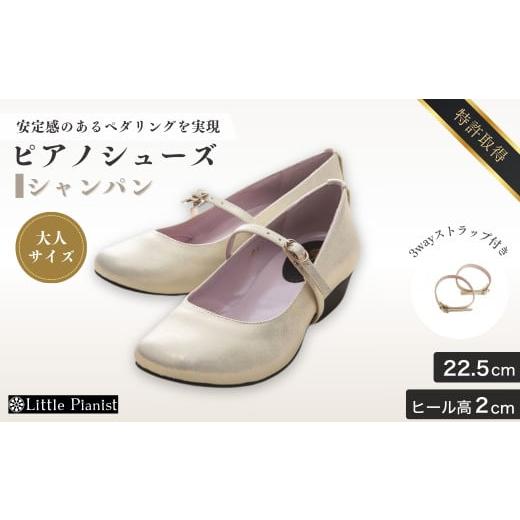 ふるさと納税 ファッション 靴 茨城県 龍ケ崎市 22.5cm ローヒール 3WAY ピアノシューズ (シャンパンゴールド・大人サイズ) | 靴 くつ シューズ レディース …