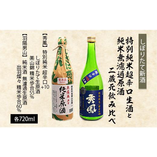 ふるさと納税 日本酒 純米酒 山形県 山形市 しぼりたて新酒 特別純米超辛口生酒720mlと純米無濾過原酒720ml二蔵元飲み比べ FZ26-729