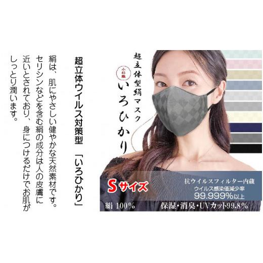 ふるさと納税 雑貨・日用品 福井県 坂井市 絹マスク 1枚 超立体ウイルス対策型 いろひかり カラー10色 ALLシーズン Sサイズ 2.パープル濃紺 A-9809_02 2.パー…の画像