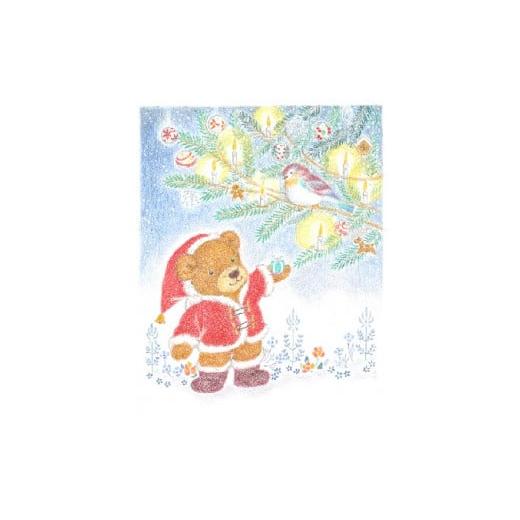 ふるさと納税 雑貨・日用品 絵画 神奈川県 逗子市 フレーム入り版画「くまさんのクリスマス」 絵本作家おまたたかこジークレー版画 No.5875-0513の画像