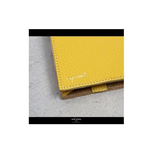 ふるさと納税 文房具・玩具 福岡県 大川市 maf pinto (マフ ピント) レザーブックカバー文庫サイズ ADRIA LINE ライトイエロー 本革 日本製 ライトイエローの画像
