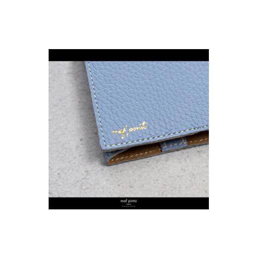 ふるさと納税 文房具・玩具 福岡県 大川市 maf pinto (マフ ピント) レザーブックカバー文庫サイズ ADRIA LINE ライトブルー 本革 日本製 ライトブルーの画像