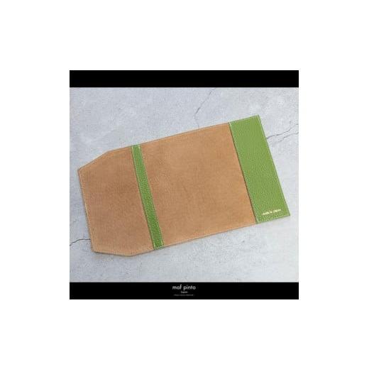ふるさと納税 文房具・玩具 福岡県 大川市 maf pinto (マフ ピント) レザーブックカバー文庫サイズ ADRIA LINE グリーンティー 本革 日本製 グリーンティーの画像