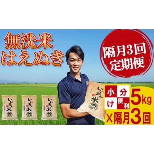 ふるさと納税 無洗米 山形県 酒田市 隔月3回定期便 無洗米 はえぬき 5kg×3回 計15kg 農家直送 いいあん米 山形県庄内産 隔月で中旬にお届け 米 お米 精米 白…