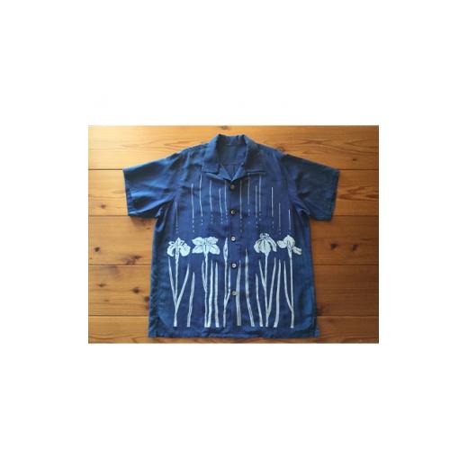 ふるさと納税 徳島県 藍住町 藍染めのアロハシャツ(菖蒲)