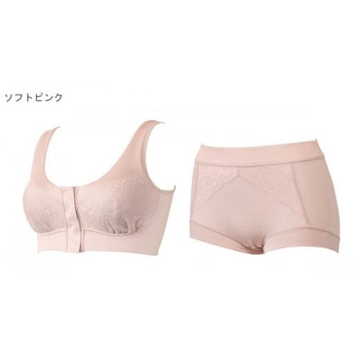 ふるさと納税 服 女 岩手県 陸前高田市 「Fleep」 シンプルレーシーシリーズセット(前開きブラ&深履きショーツ) ソフトピンク/L (ソフトピンク/L)