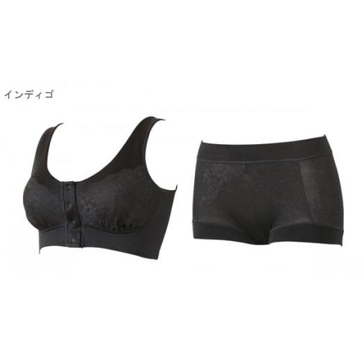 ふるさと納税 服 女 岩手県 陸前高田市 「Fleep」 シンプルレーシーシリーズセット(前開きブラ&深履きショーツ) インディゴ/LL (インディゴ/LL)