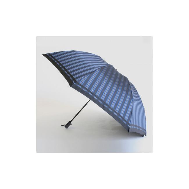 ふるさと納税 織物・繊維品 山梨県 都留市  槙田商店 紳士折たたみ傘 Tie Stripe×Plain BLUE 傘 かさ 雨具 高級 晴雨 兼用 UV 日焼け ギフト ファッション …の画像
