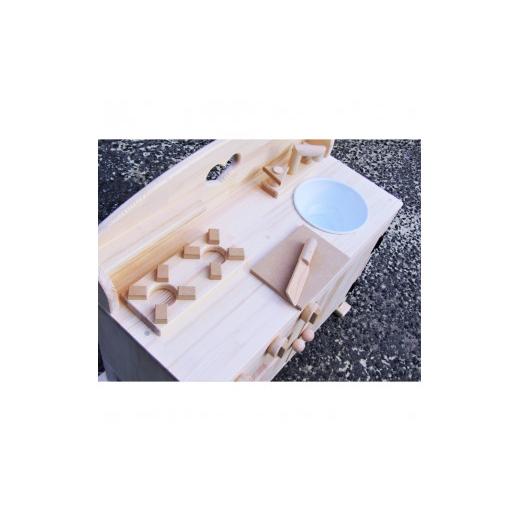 ふるさと納税 雑貨・日用品 玩具 大阪府 泉南市 手作り木製 ままごとキッチン・大きなレンジ付き DHK 素材色 007B-115_2