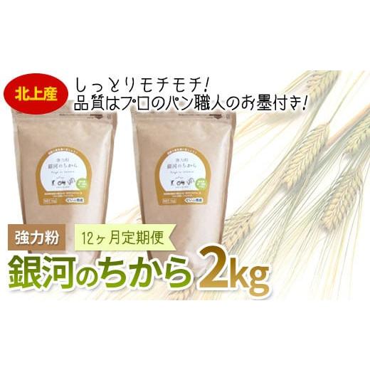 ふるさと納税 岩手県 北上市 [定期便/12ヶ月]強力粉「銀河のちから」1kg×2袋セット