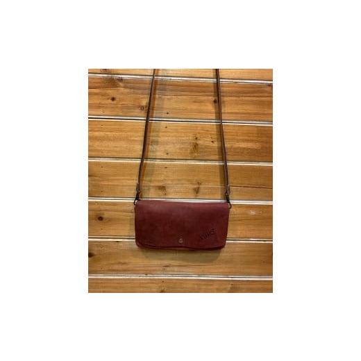 ふるさと納税 カバン 滋賀県 甲賀市 本革 スマホも入るお財布ポシェット(大)[ワイン] ワイン