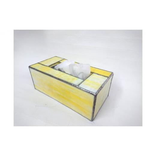ふるさと納税 雑貨・日用品 埼玉県 飯能市 ステンドグラスのボックスティッシュケース(高さ7cm)マーブルイエロー 52217191 マーブルイエロー