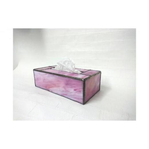 ふるさと納税 雑貨・日用品 埼玉県 飯能市 ステンドグラスのボックスティッシュケース(高さ7cm)マーブルピンク 52217193 マーブルピンク