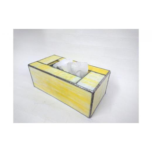 ふるさと納税 雑貨・日用品 埼玉県 飯能市 ステンドグラスのボックスティッシュケース(高さ5cm)マーブルイエロー 52217194 マーブルイエロー
