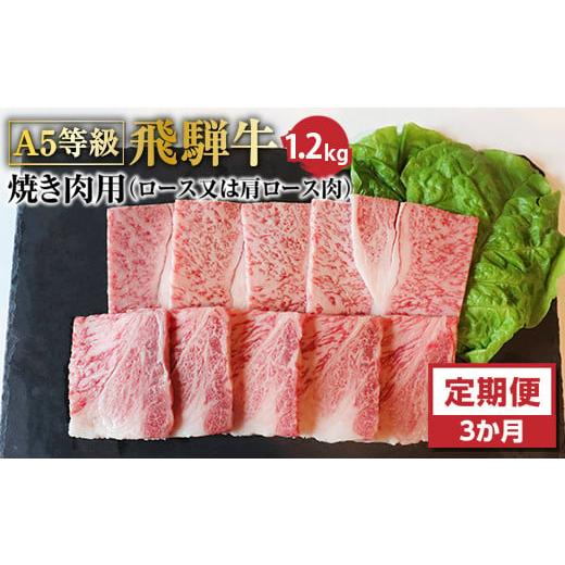 ふるさと納税 岐阜県 垂井町 [3ヶ月定期便]A5等級飛騨牛焼き肉用1.2kg ロース又は肩ロース肉