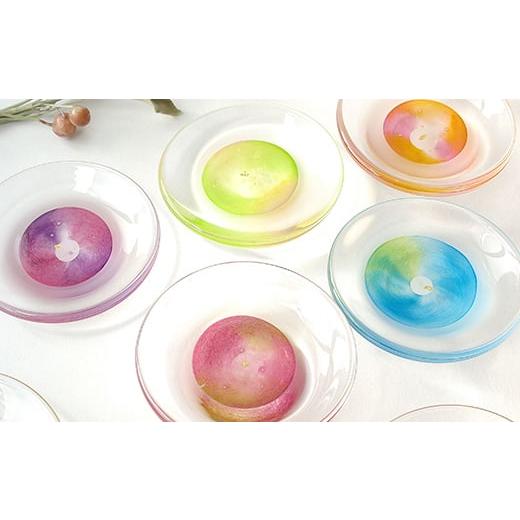 ふるさと納税 陶磁器・漆器・ガラス 山口県 山陽小野田市 ギフト用 小皿・トレイ「はなみずき」 ピンク×黄緑 ガラス作家 池本美和 F6L-448 ピンク×黄緑