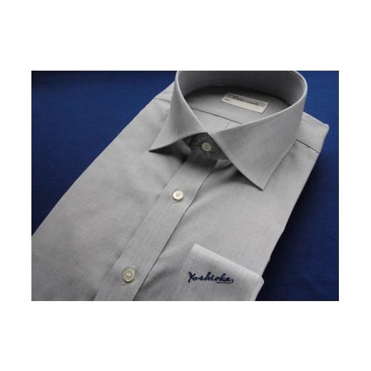 ふるさと納税 服 奈良県 川西町 オーダーワイシャツ -「オリジナルネーム入り」 川西町産貝ボタンを使用 - 生地:ノーアイロン OT(高瀬貝) 高瀬貝