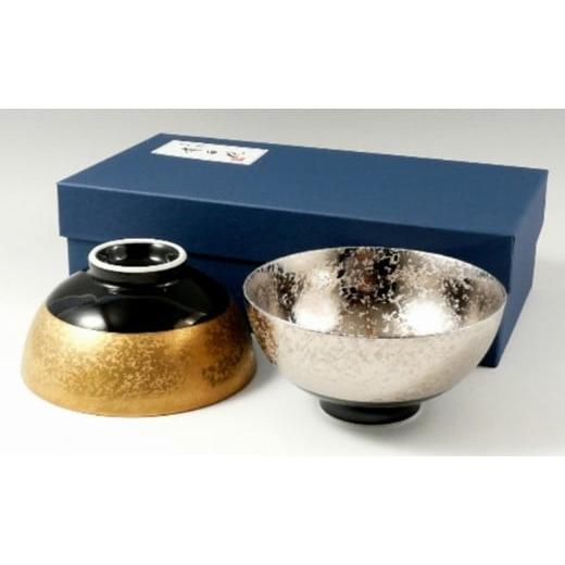 ふるさと納税 食器・グラス 茶碗 佐賀県 有田町 金濃・プラチナ濃黒釉掛分 組茶碗 三光堂 金 プラチナ お茶碗 おちゃわん プレゼント ギフト A45-385の画像