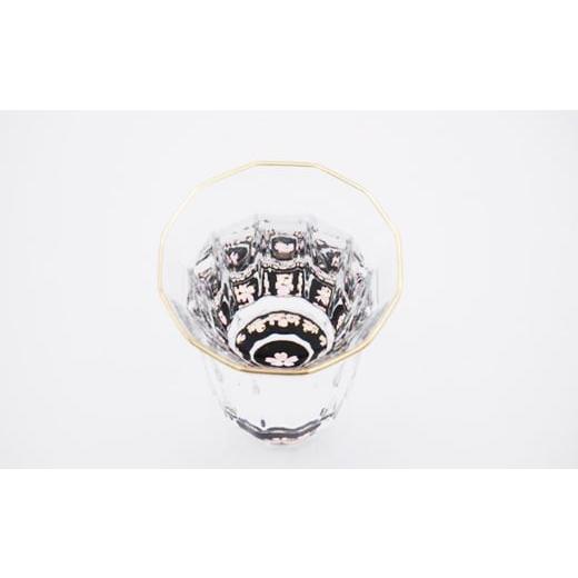 ふるさと納税 陶磁器・漆器・ガラス 富山県 高岡市 螺鈿ガラス 金杯（万華鏡） 桜（貝入）黒 高岡漆器 グラス 酒器 杯 盃 FAD-0030の画像