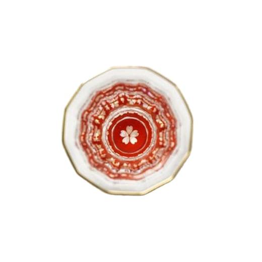 ふるさと納税 陶磁器・漆器・ガラス 富山県 高岡市 螺鈿ガラス 金杯（万華鏡） 桜（貝入）朱 高岡漆器 グラス 酒器 杯 盃 FAD-0031の画像