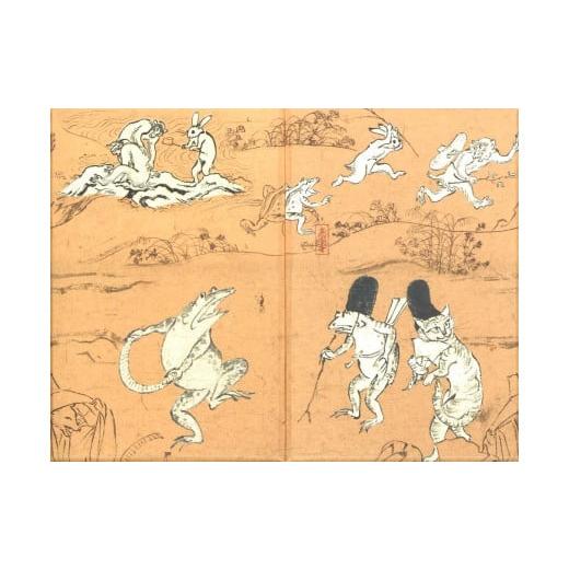 ふるさと納税 伝統技術 京都府 京都市 芸艸堂 和綴じ製本の御朱印帳(鳥獣戯画・猫)&てぬぐい(白地に赤千鳥) 和綴じ製本の御朱印帳[鳥獣戯画・猫]&て…