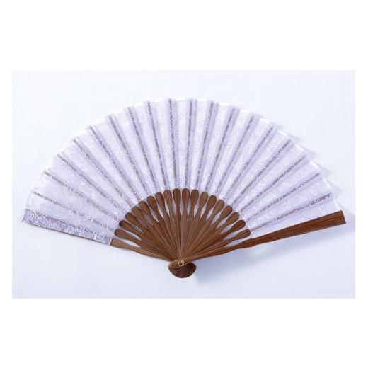 ふるさと納税 小物 京都府 京都市 伊と幸 [白生地の老舗が贈る]透扇子(正倉院葡萄唐草・白藤色) 手染め[透扇子] 正倉院葡萄唐草・白藤色