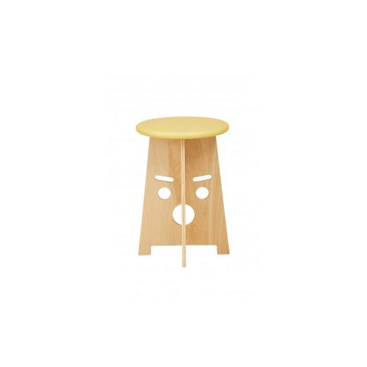 ふるさと納税 木工品・竹工品 北海道 東川町 ふぇいす[Face Stool] 表情:おーちゃん カラー:イエロー 表情:おーちゃん カラー:イエロー