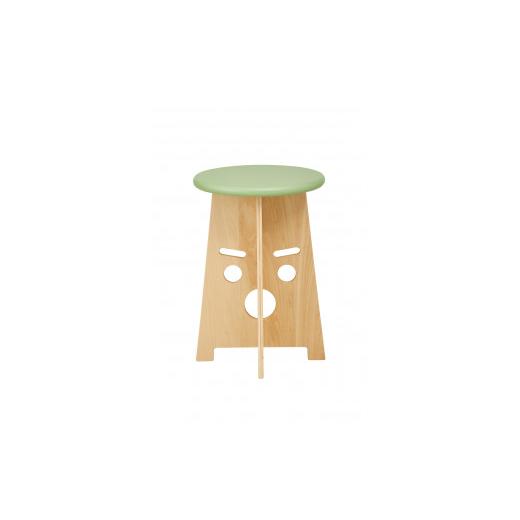 ふるさと納税 木工品・竹工品 北海道 東川町 ふぇいす[Face Stool] 表情:おーちゃん カラー:グリーン 表情:おーちゃん カラー:グリーン
