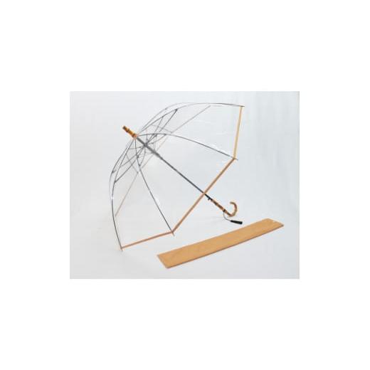 ふるさと納税 ファッション 千葉県 旭市 高級 ビニール 傘 竹跳-凛- からし 透明 クリア 収納 袋 付き 60cm 8本 骨 安全 耐風 丈夫 折れにくい ビニール傘 雨…