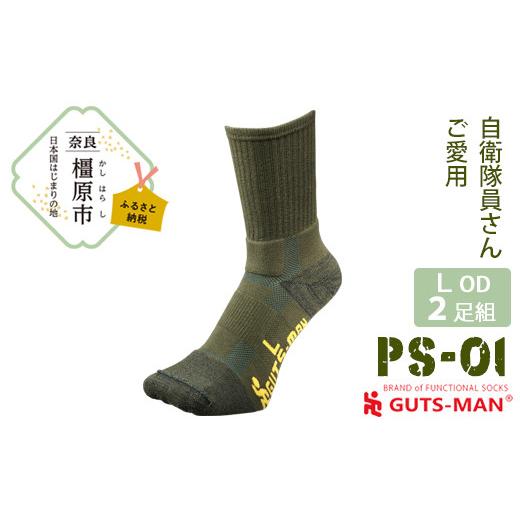 ふるさと納税 雑貨・日用品 奈良県 橿原市 Lサイズ(27-29cm)×オリーブ ドラブ GUTS-MAN パイルストロングソックス(PS-01)2足組 ガッツマン 靴下 くつ下 メ…