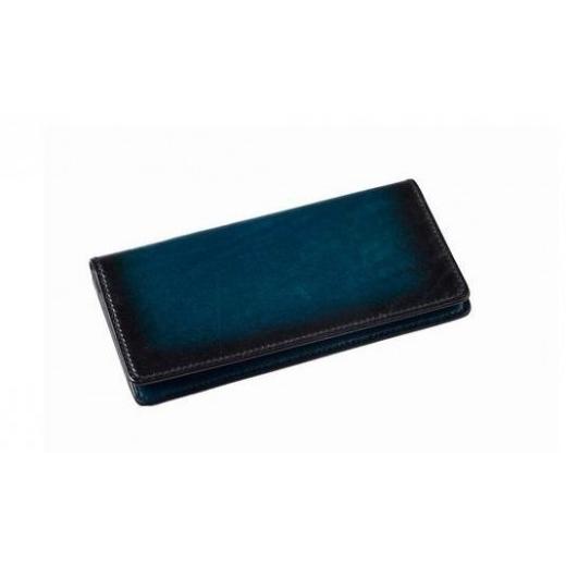 ふるさと納税 財布 長野県 塩尻市 jaCHRO LONG WALLET （青） ｜漆 革 皮 財布 長財布 漆塗り 経年経過 味 育てる財布の画像