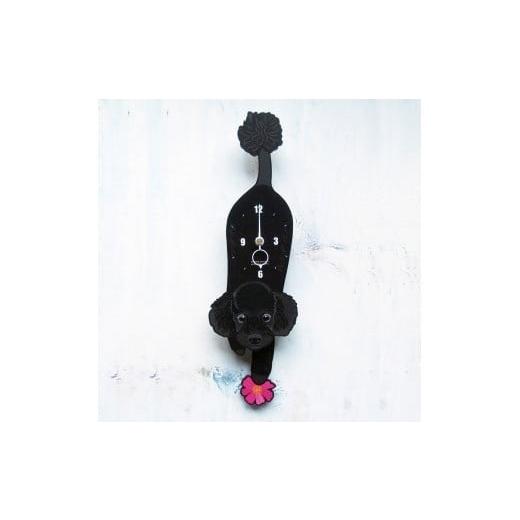 ふるさと納税 木工品・竹工品 岡山県 西粟倉村 D-004W1 プードル(黒)-犬の振り子時計 毛糸玉01.ORANGE C-CD-004A D-004 プードル(黒)_毛糸玉/Woollump-0…
