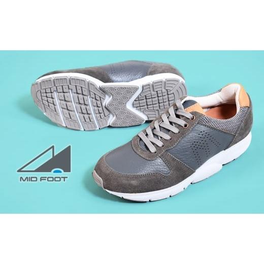 ふるさと納税 ファッション 靴 奈良県 大和郡山市 MIDFOOT ( ミッドフッド ) 婦人靴 レザースニーカー MF001JL ( グレー ) 4E 23.0cm   0474 23.0c…